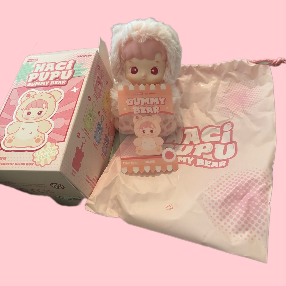 Authentic POP MART HACIPUPU GUMMY‎ BEAR SERIES VINYL PLUSH PENDANT [Peach]